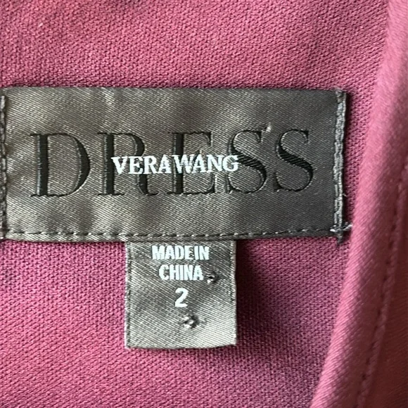 Vera Wang Sleeveless Cut-Out Asymetrical Hem Draped Midi Dress Burgundy Sz 2 - Picture 10 of 12